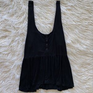 American Eagle Black Ribbed Babydoll Tank
